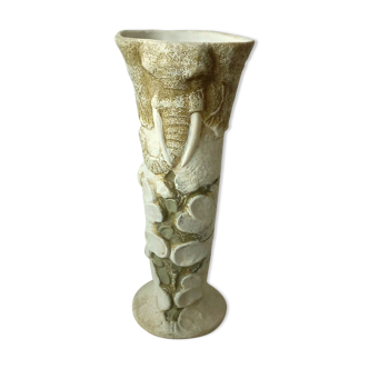 Terracotta vase painted decor elephant head