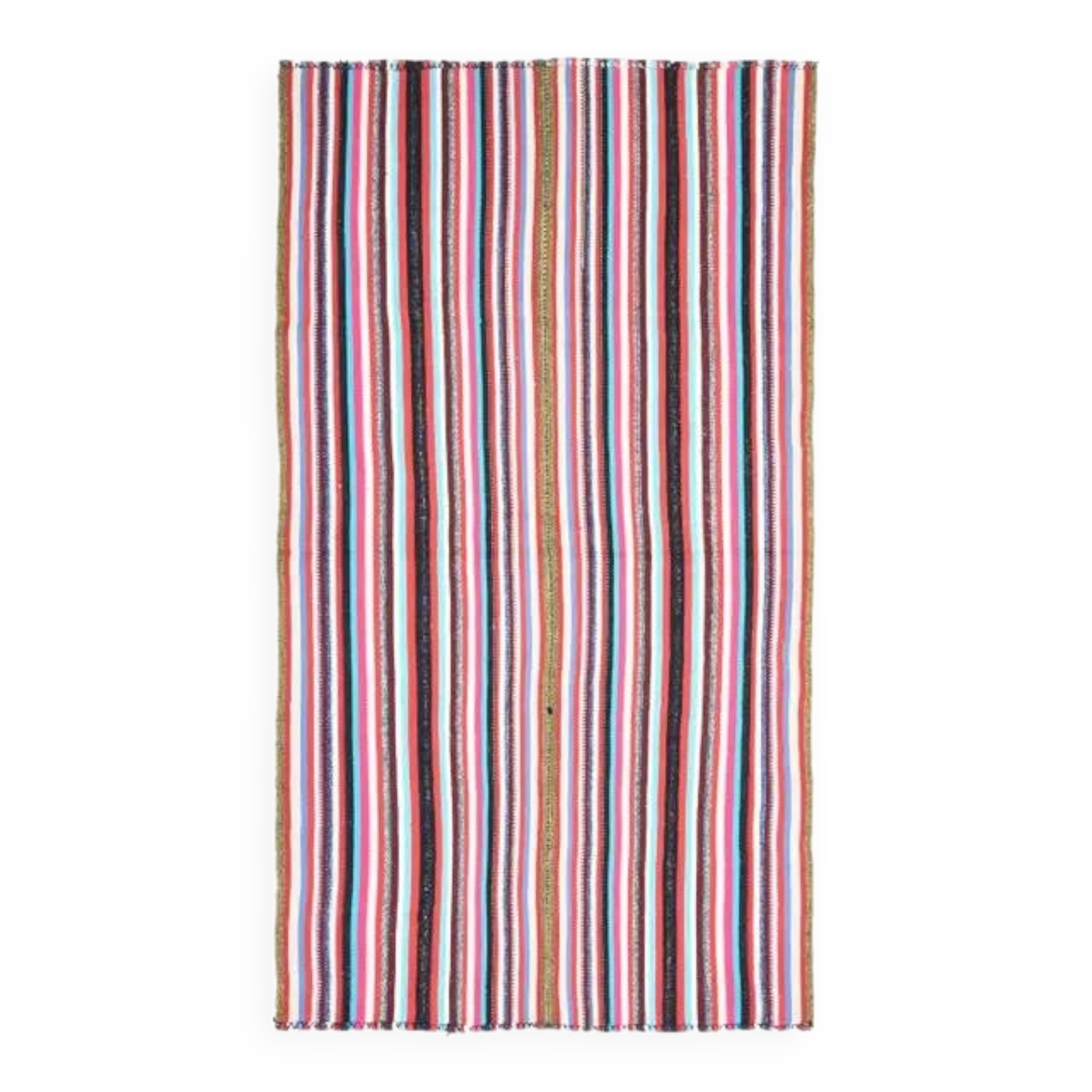 Tapis vintage turc Oushak fait main en laine et coton, années 1970
