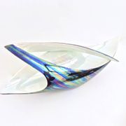 Vintage White and Iridescent Ceramic Bowl or Centerpiece N 6768 by Lusso