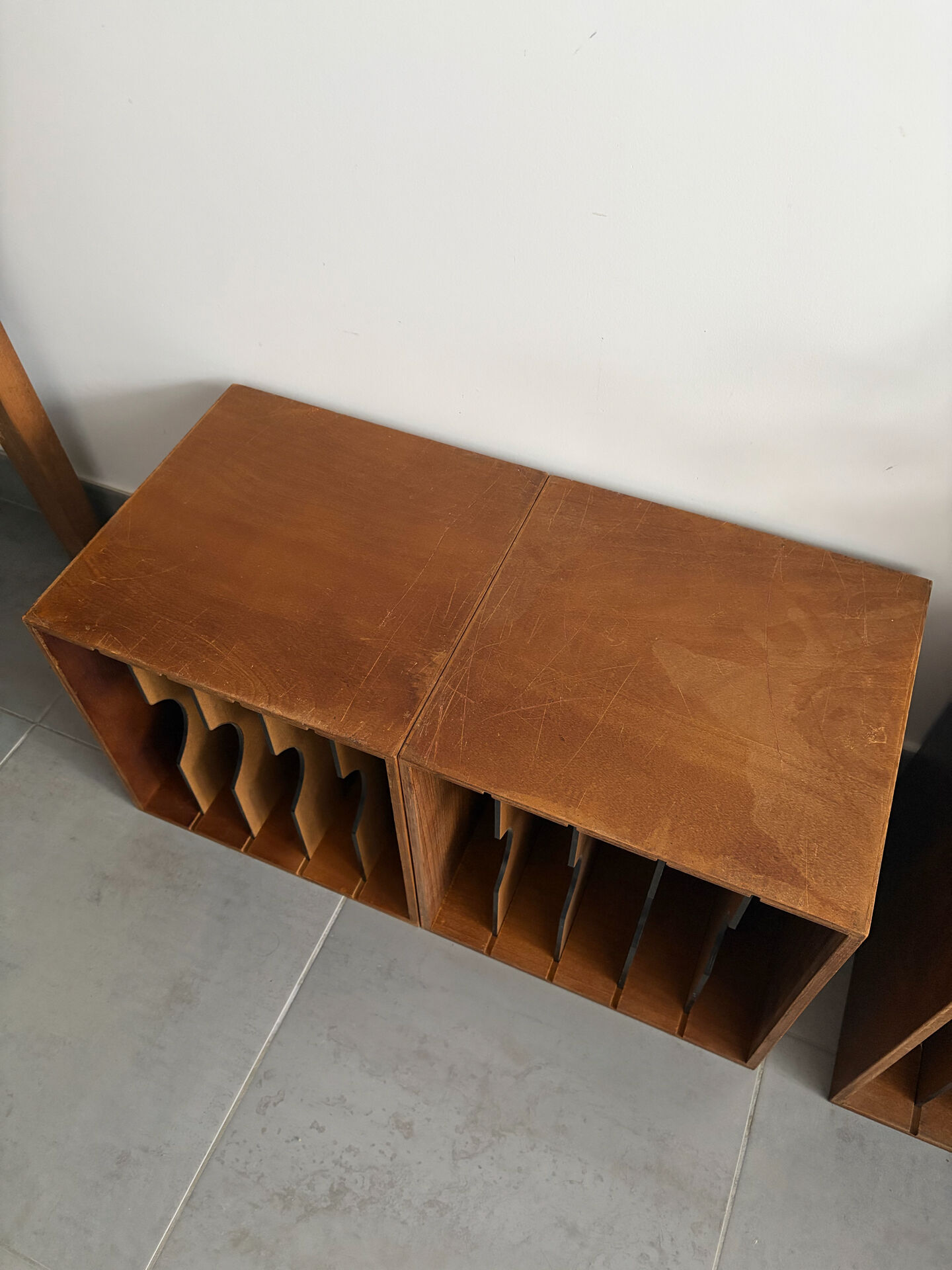 Set of 4 vintage wooden vinyl boxes