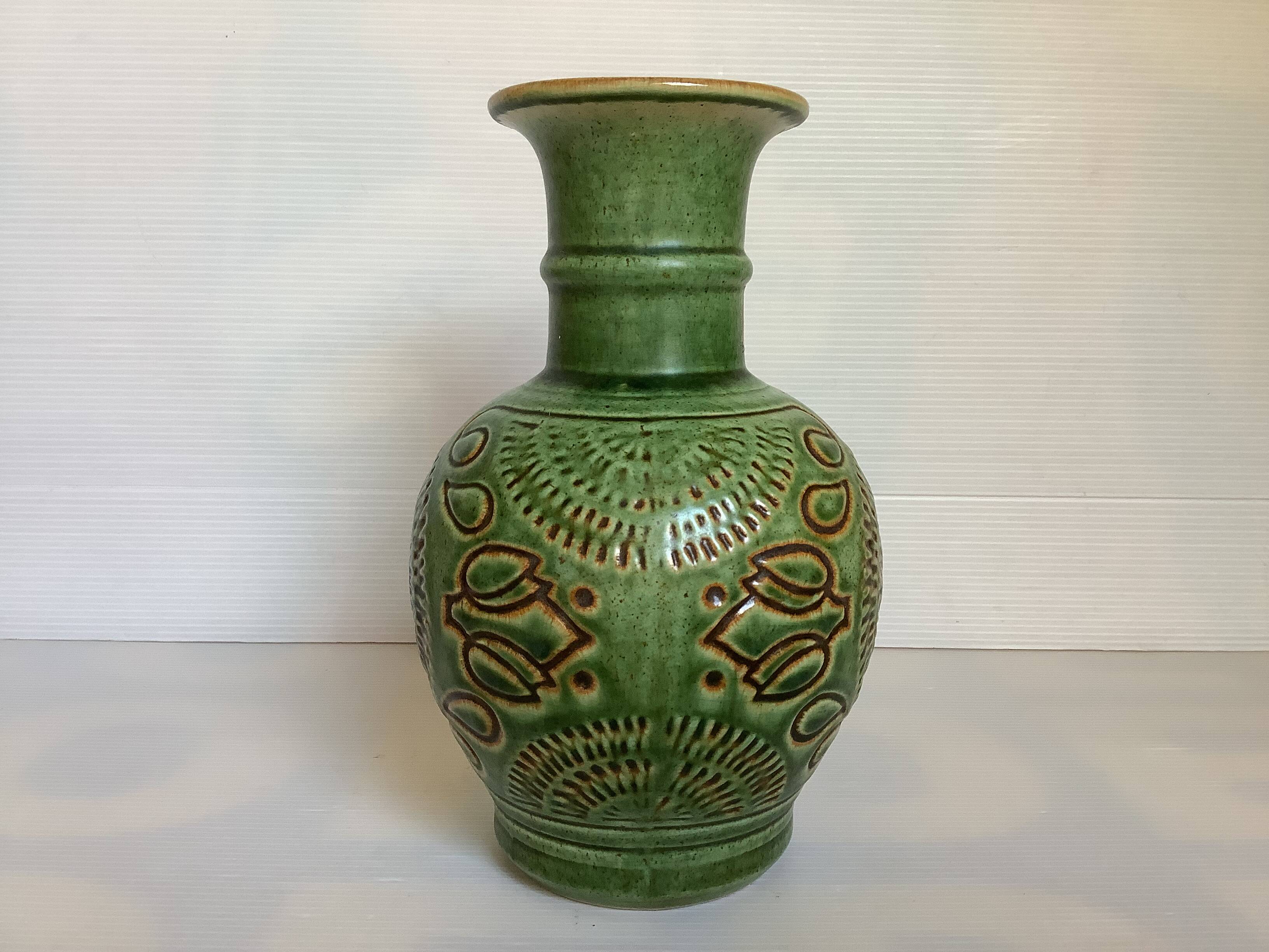 Green vase by Bay Keramik, West Germany.