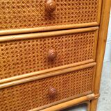 Commode  bambou et cannage rotin