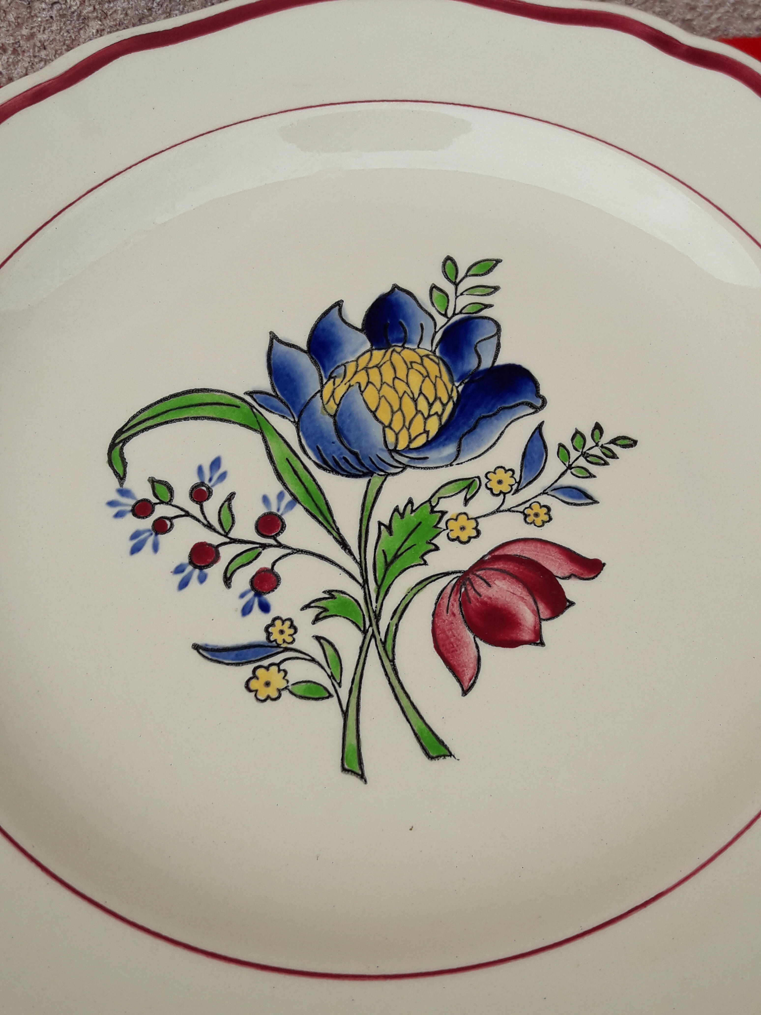 Flat on peedouche in earthenware of Gien model Savoie diam 24.5 cm