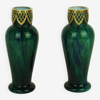 Paire de vases en verre "1900"