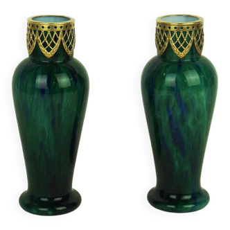 Paire de vases en verre "1900"