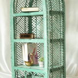 Vintage mint green wicker bookcase