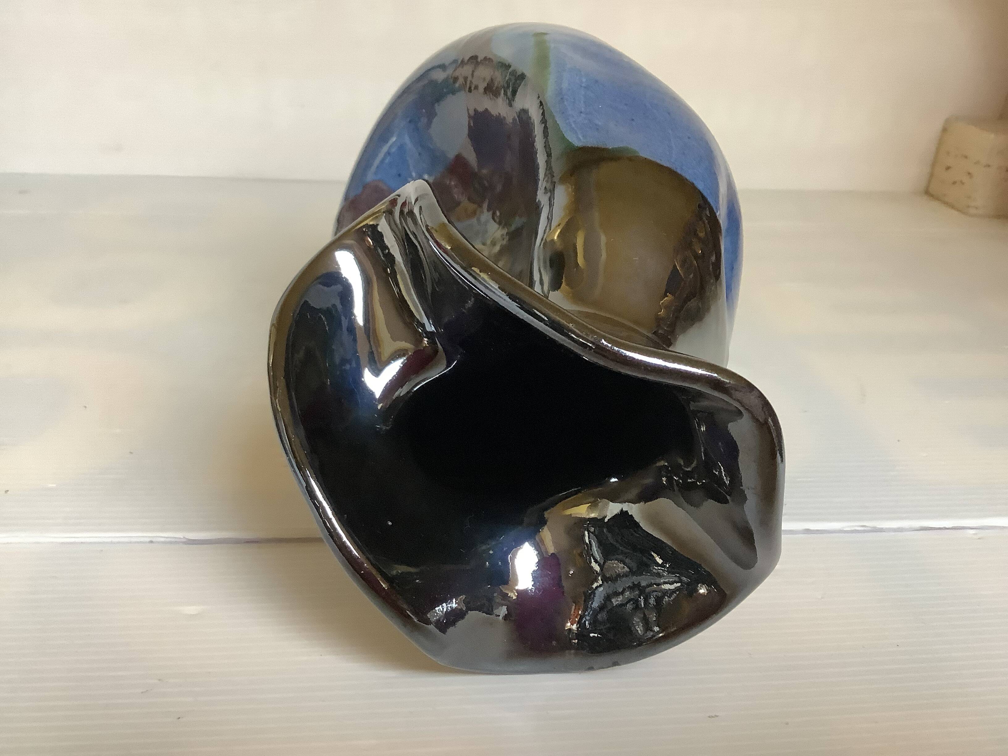 Iridescent modernist vase by Thomas Buxo