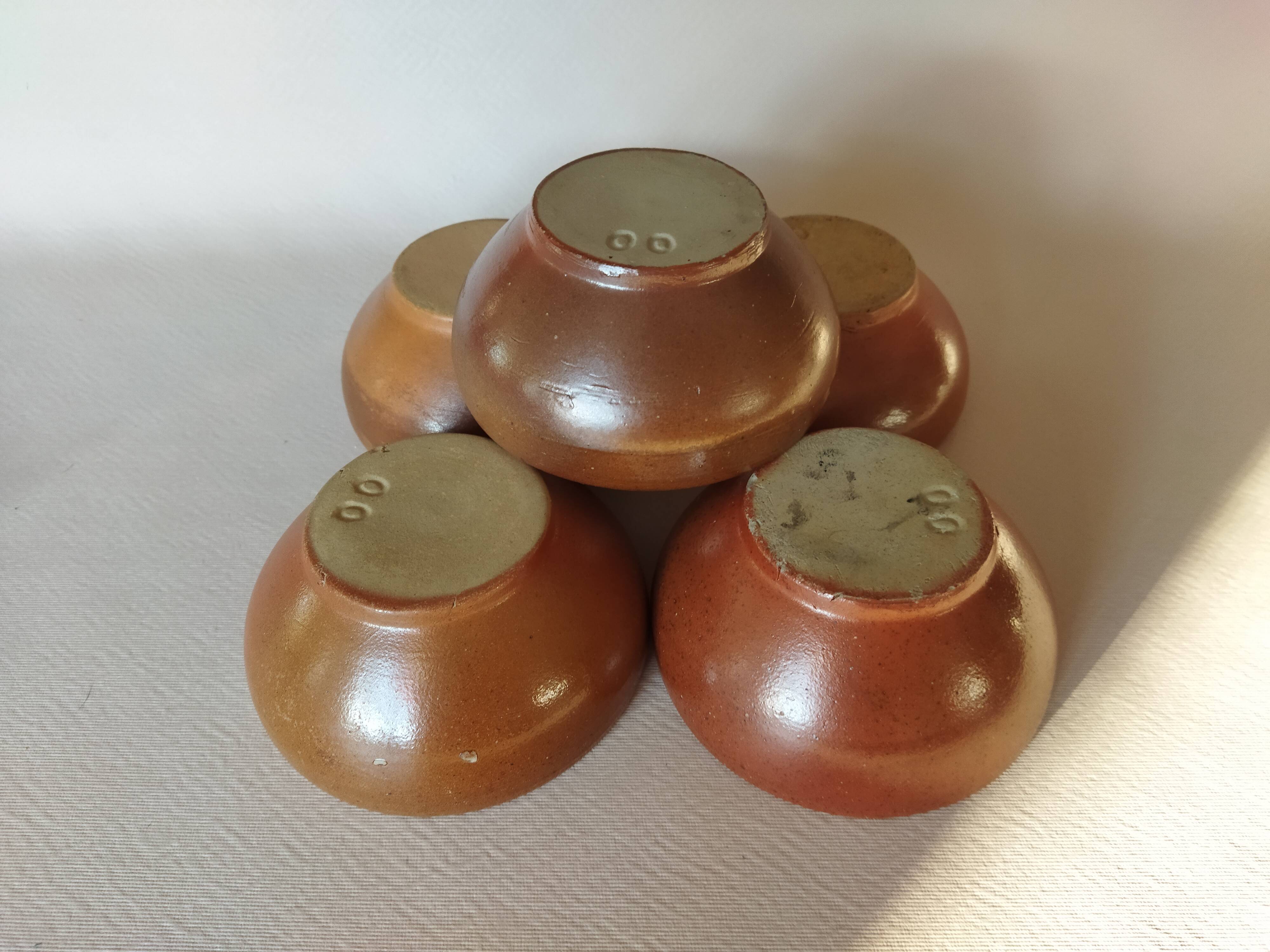 Set of 5 bowls in glazed stoneware size 00