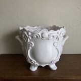 Moustiers Lallier white earthenware floor planter D30cm