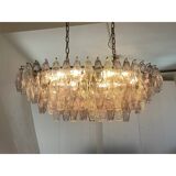 Contemporary Multicoloured Oval “Poliedri” Murano Glass Burnish Chandelier