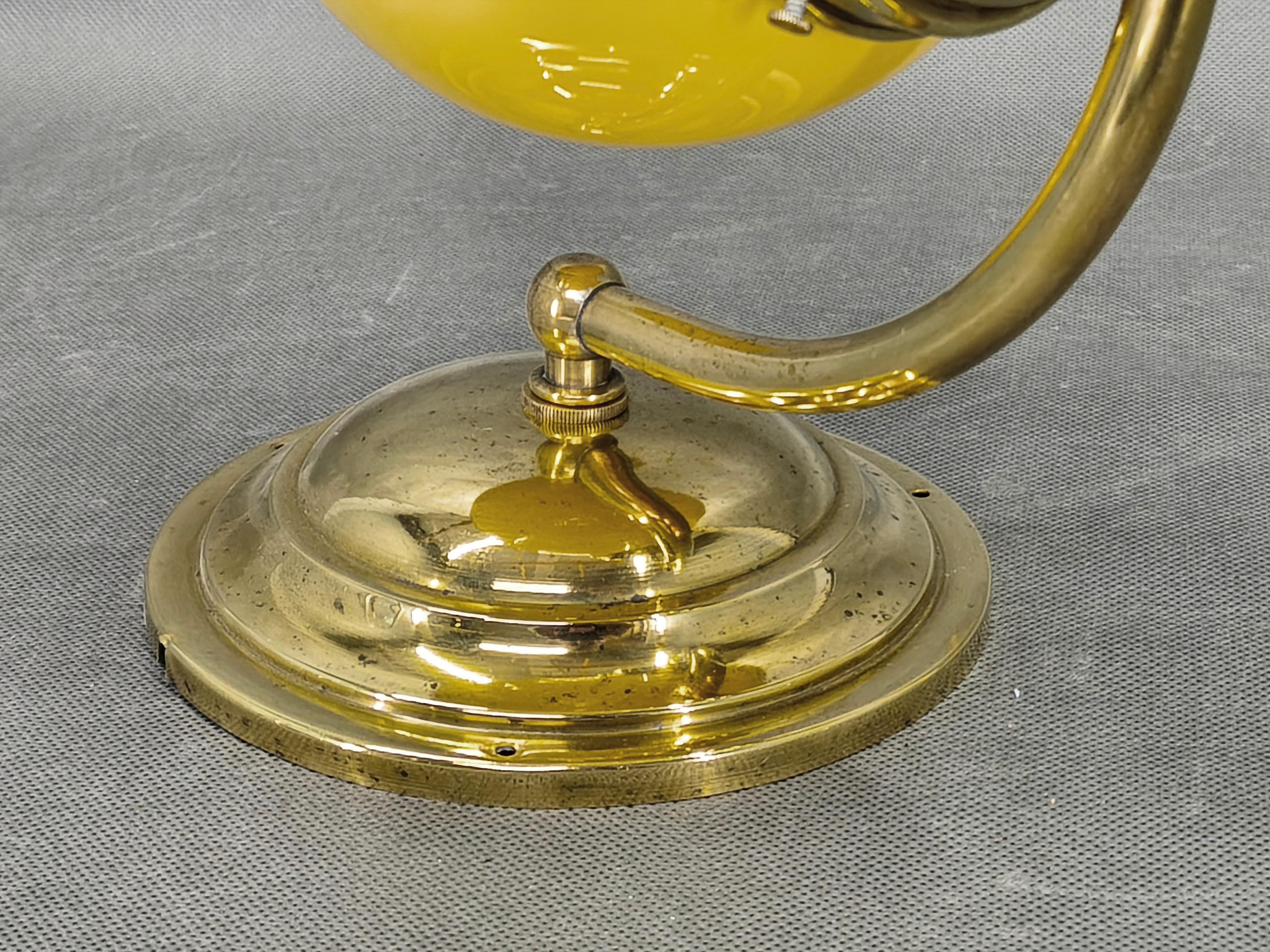 Czech Art Deco Brass and Champagne Glass Wall Light 1930s