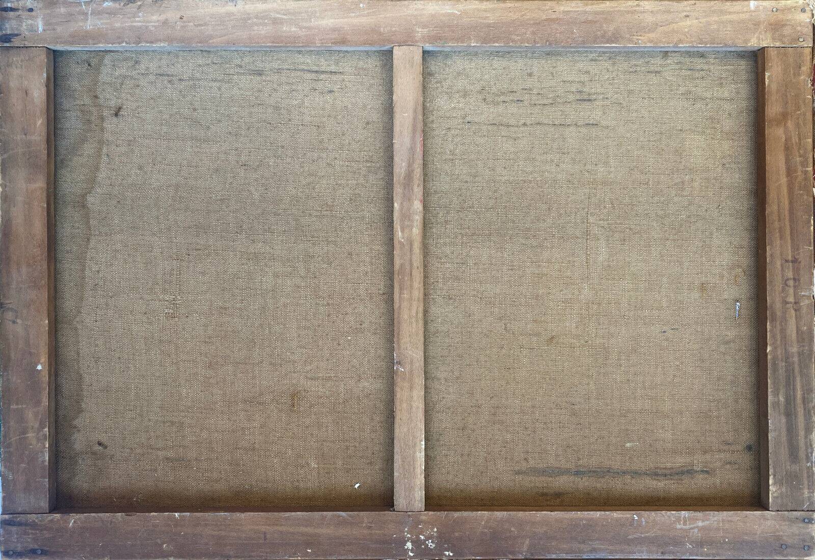 HST painting "Country part with bell tower" signed 19th century