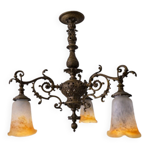 lustre ancien époque - tulipes verre