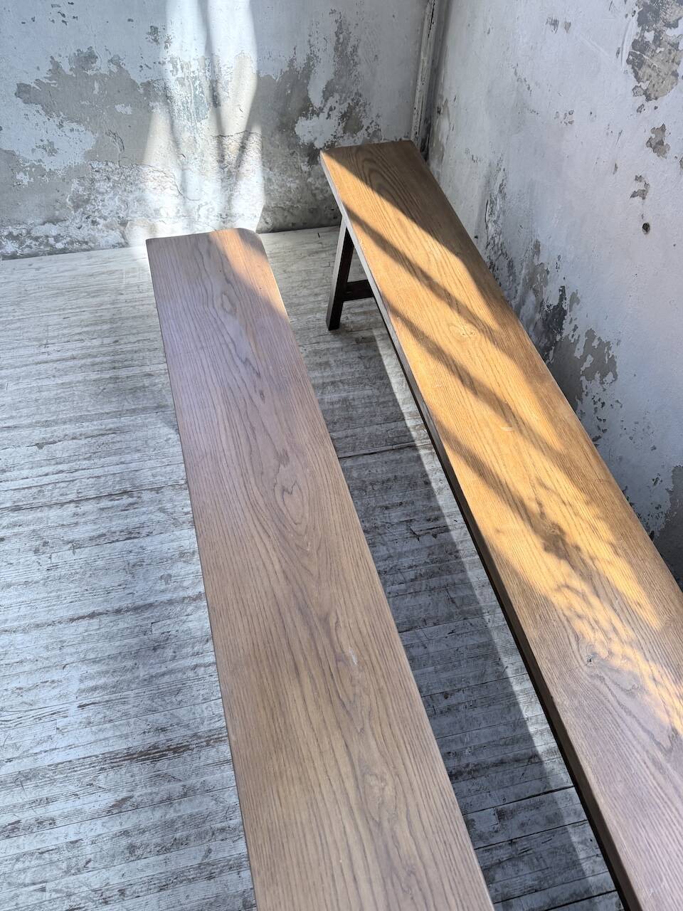 Paire de bancs de ferme chêne 4 mètres