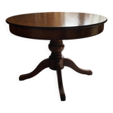Round table with central leg in solid cherry wood