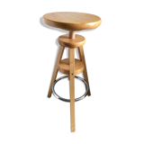 Vintage wooden screw tripod stool