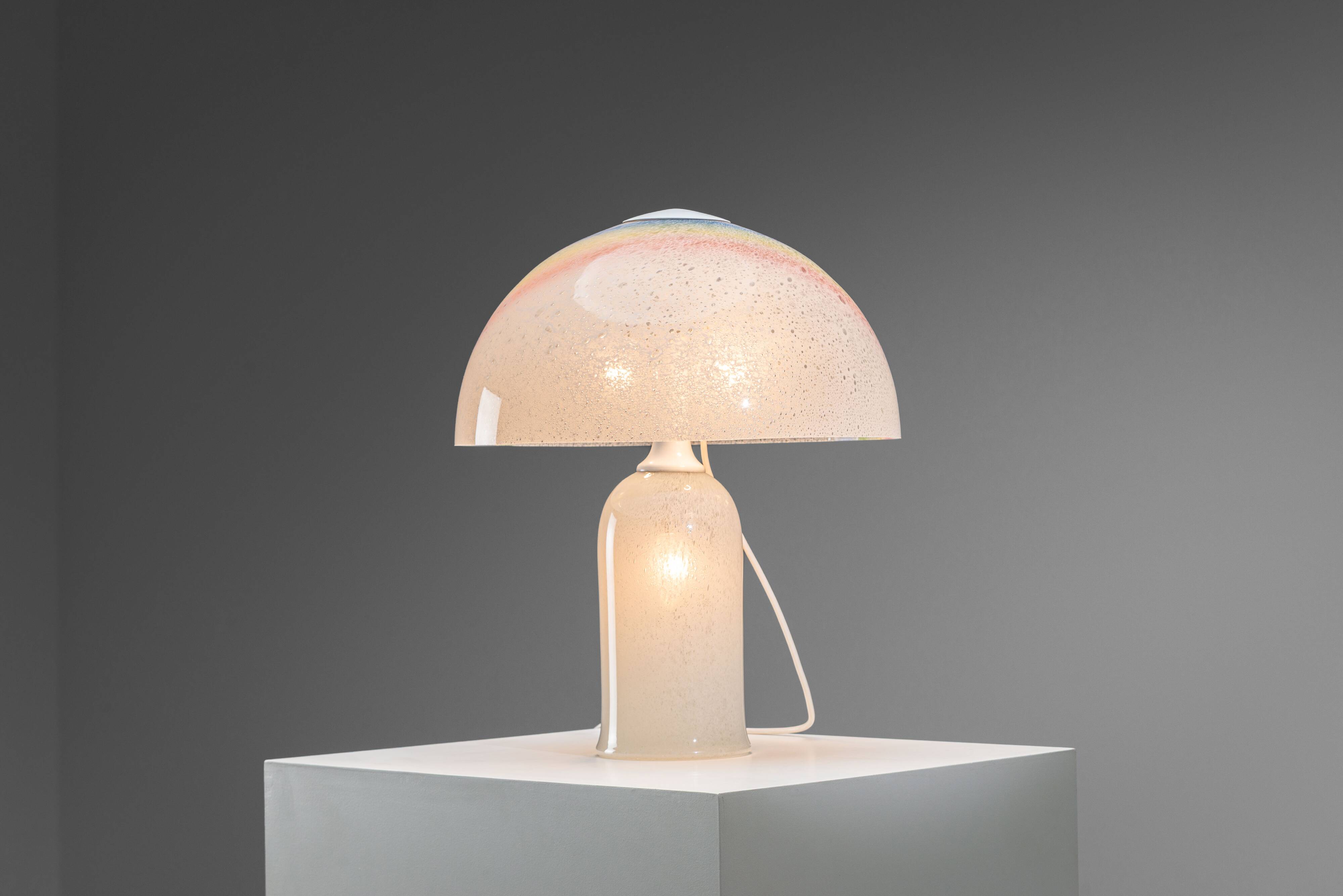 Doria table lamp in bubble glass with rainbow coloured details