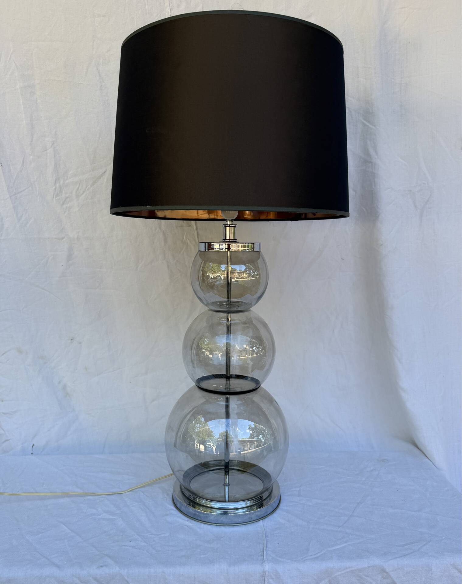 Large glass table lamp Delmas 1970