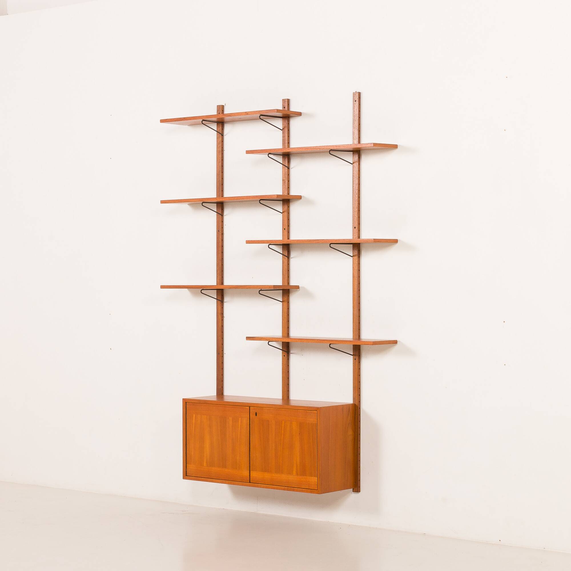 Scandinavian mid-century teak wall unit, 1970s