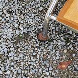 Vintage rolling serving table from the 1950s in chrome metal and wood