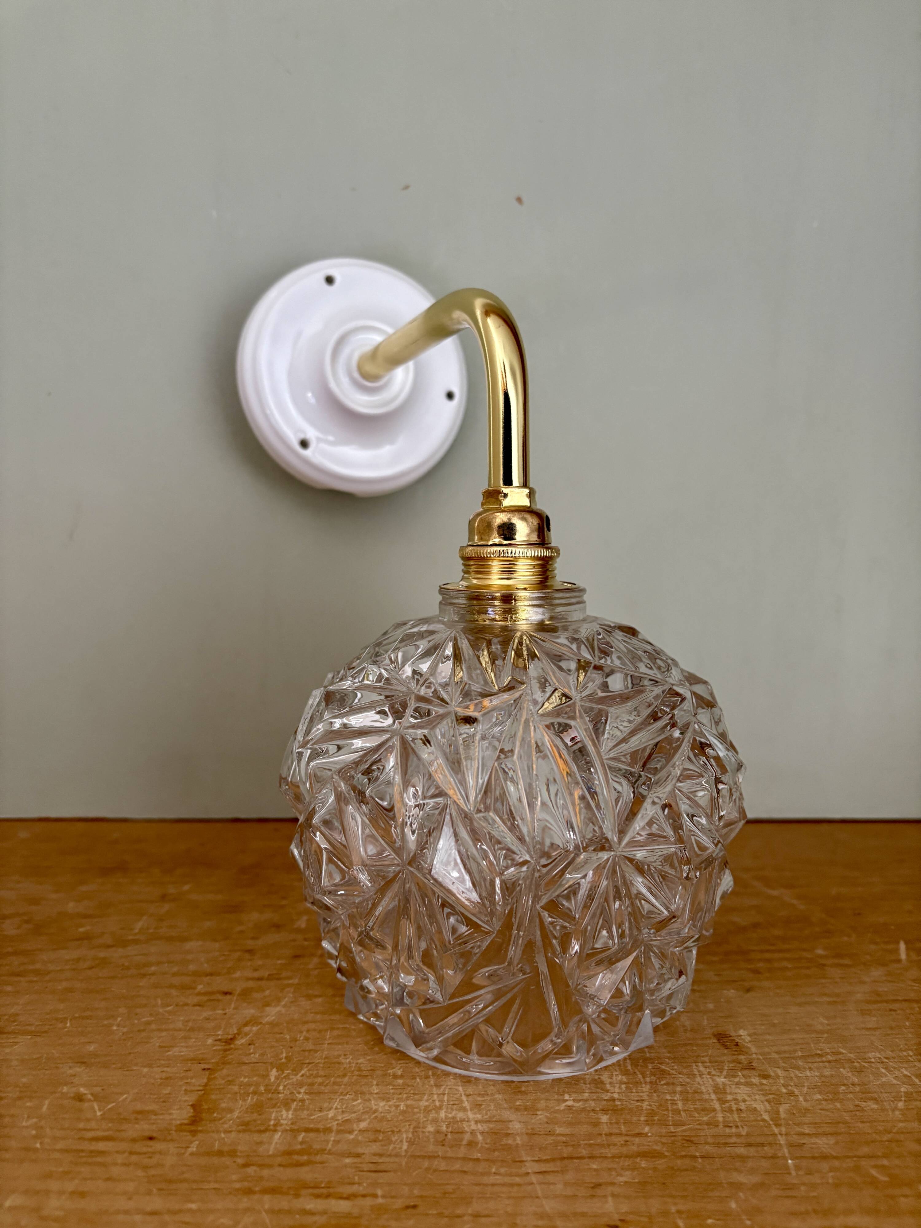 Vintage moulded glass elbow wall light