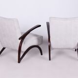 Pair of Grey ArtDeco Beech Armchairs, Jindrich Halabala, UP Zavody, 1930s