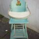 Chaise haute en bois pour bébé de 1950/1960 dans son jus