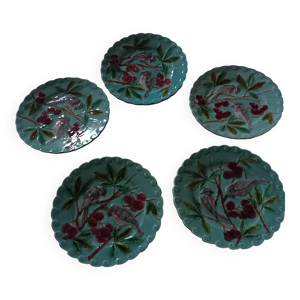 5 assiettes barbotine - sarreguemines