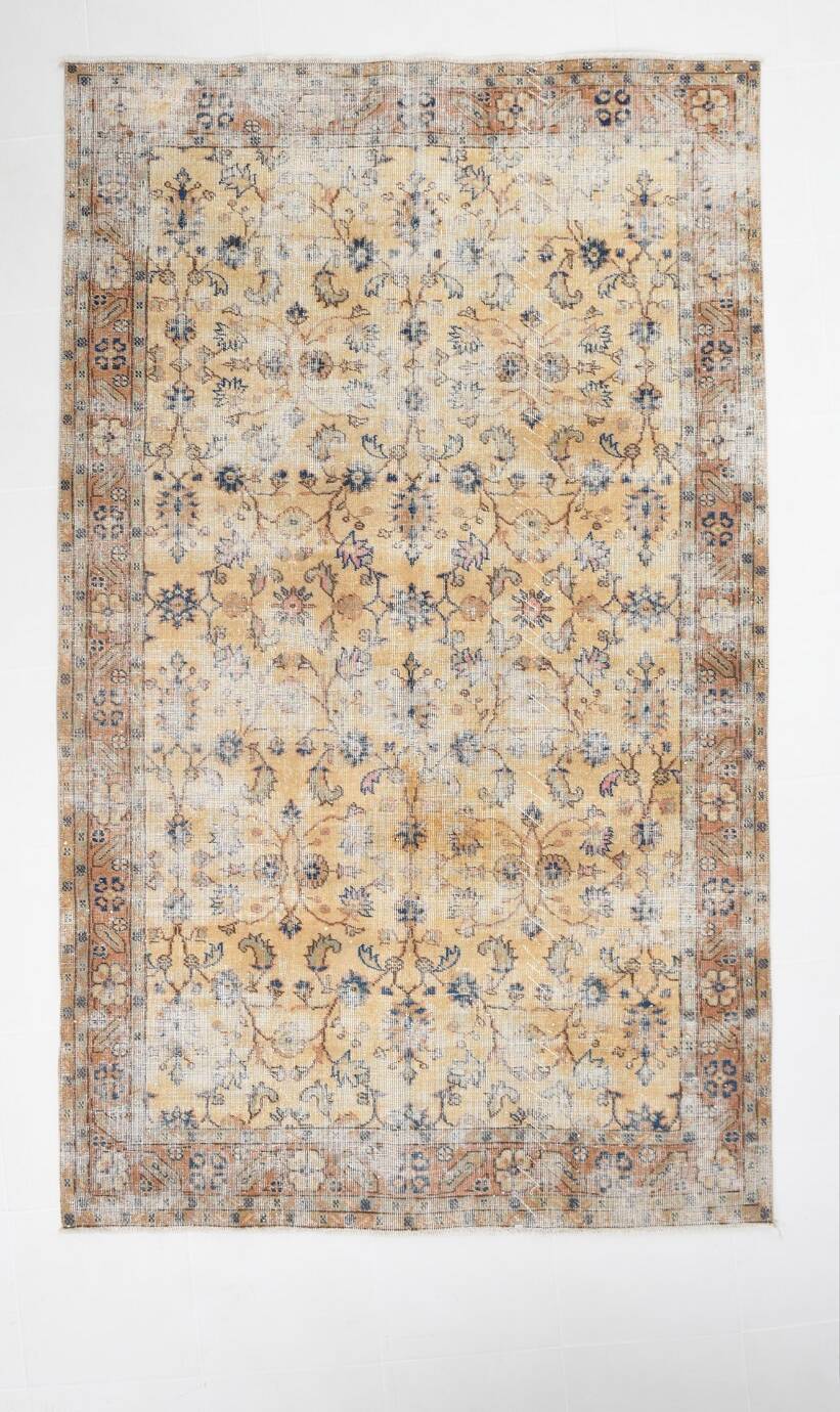 5x8 Rug For Farmhouse Room Blue Orange Vintage Rug, 162x262Cm SK 5165