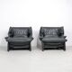 Cassina Portovenere set leather lounge chairs with ottoman