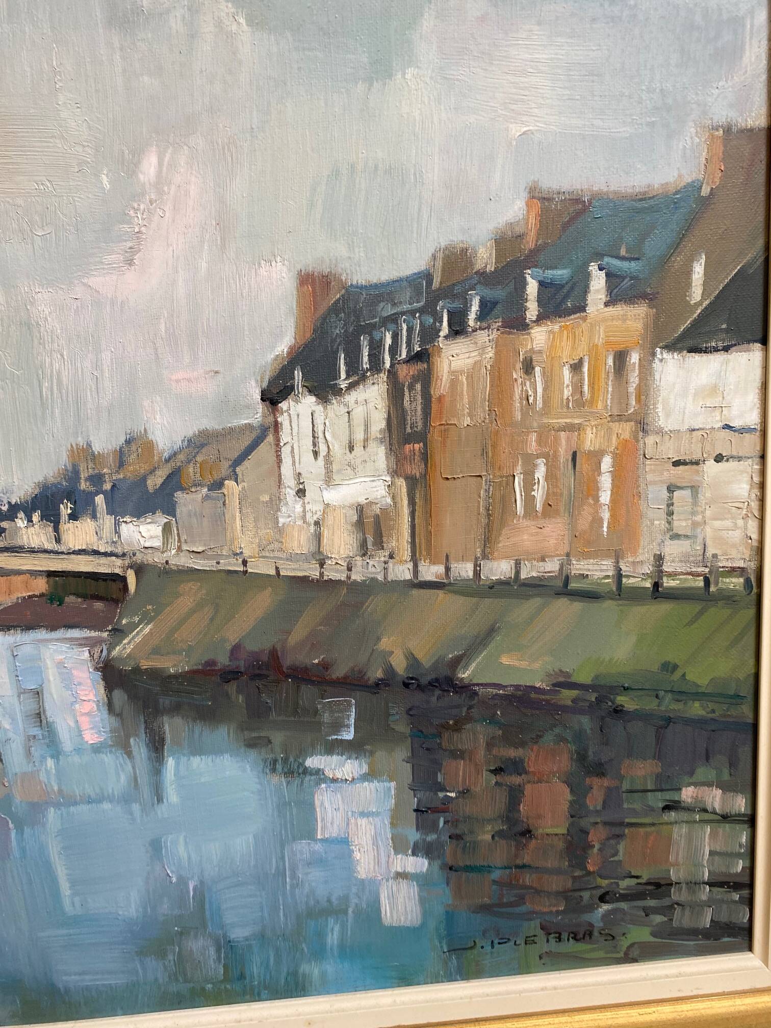 oil painting signed jp le bras painter of the navy port breton view from the p