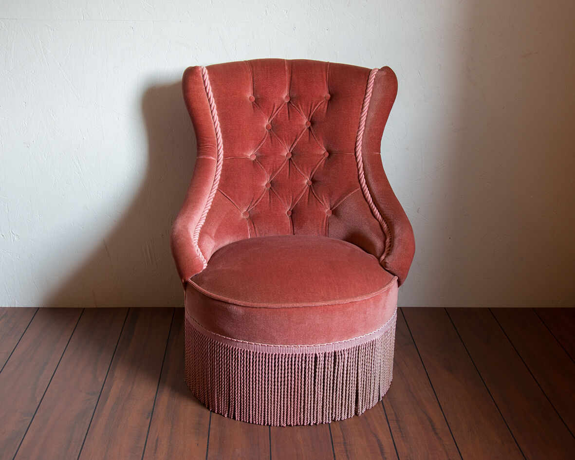 Fauteuil crapaud velours rose