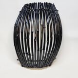 Large Vintage Black Bamboo Fruit Basket