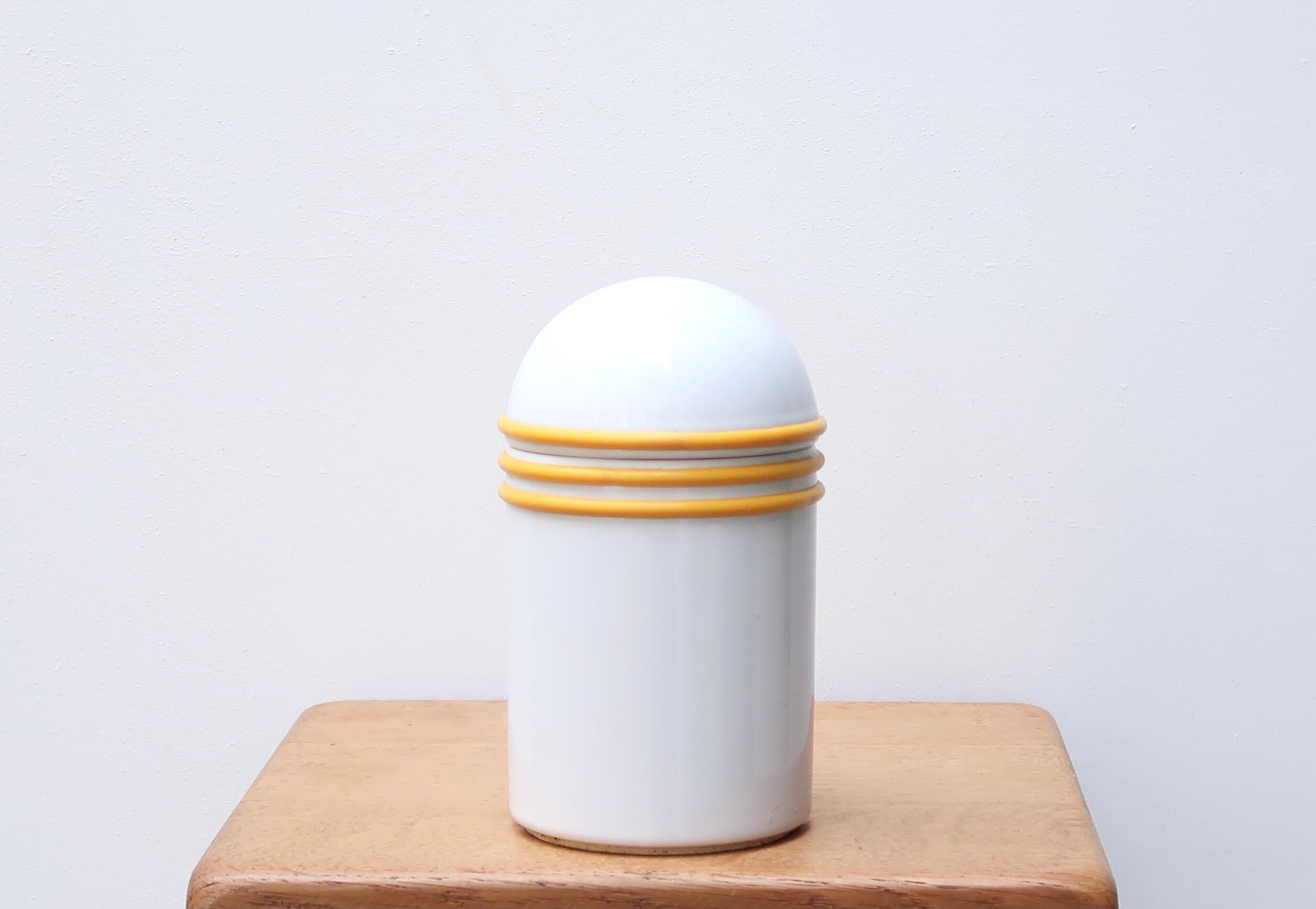 White and yellow ceramic box, 80s
