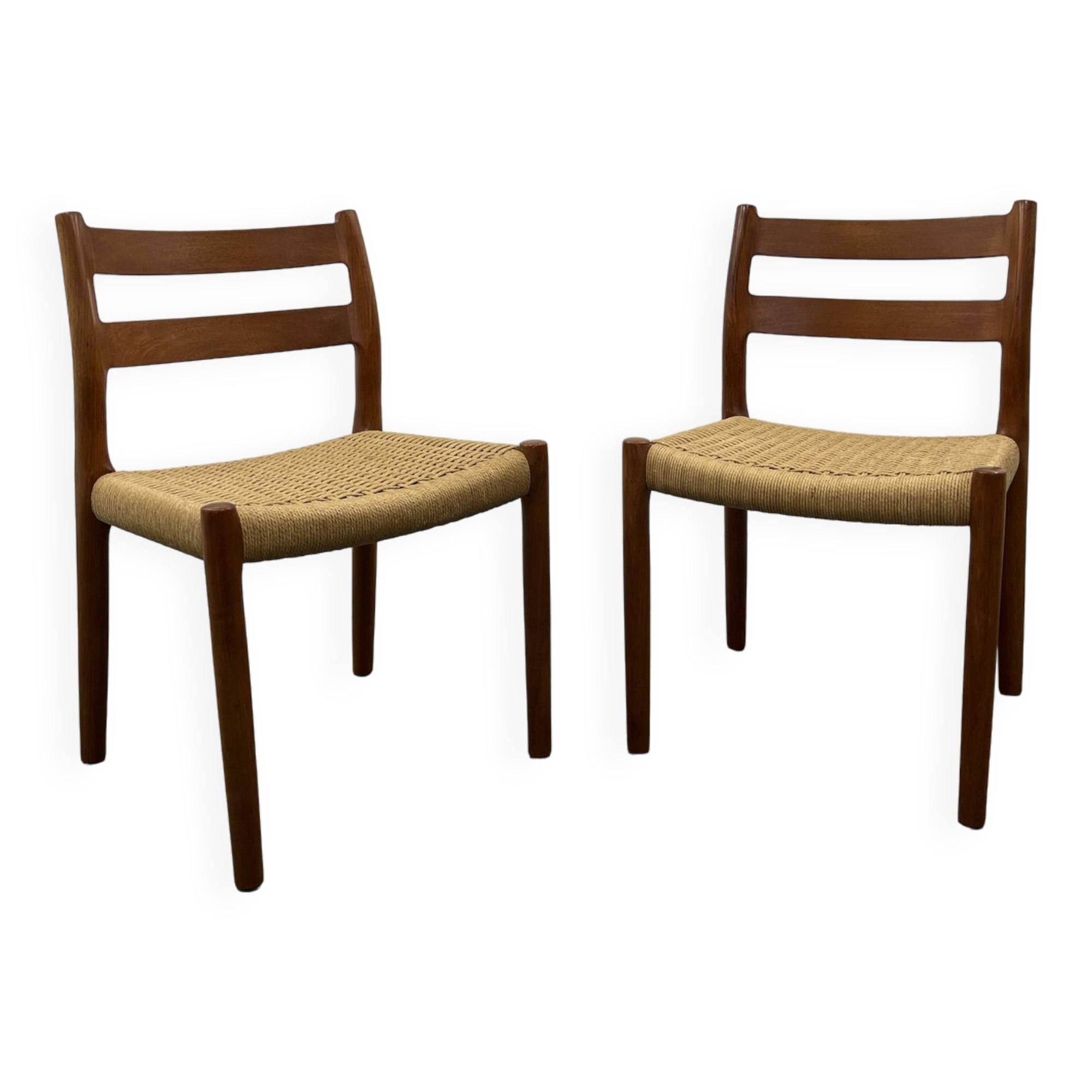 2 Danish Mid-Century Teak Dining Chairs #84 by Niels O. Møller for J. L. Moller