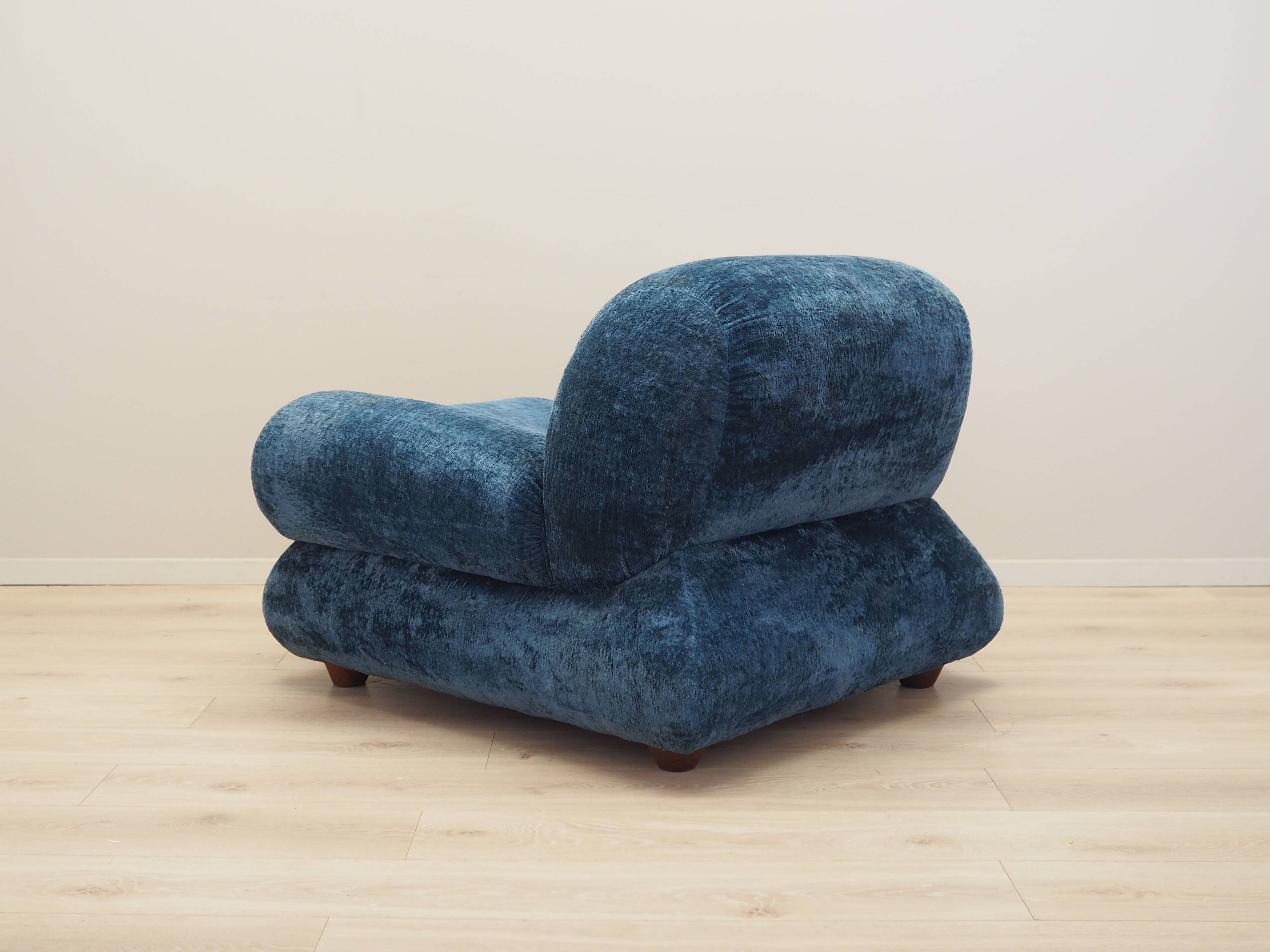 Blue armchair, Italian design, 1970s, production: Italy
