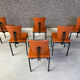 Ensemble de 6 chaises de salle à manger en cuir post-moderne, années 1970.