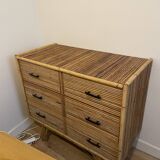 Commode en rotin vintage