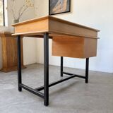 Modernist 50s oak metal desk