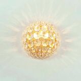 Mid Century Crystal Glass & Gilt Brass Wall Lamp from Palwa, Germany, 1970s