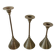 Set of three vintage brass candle holders