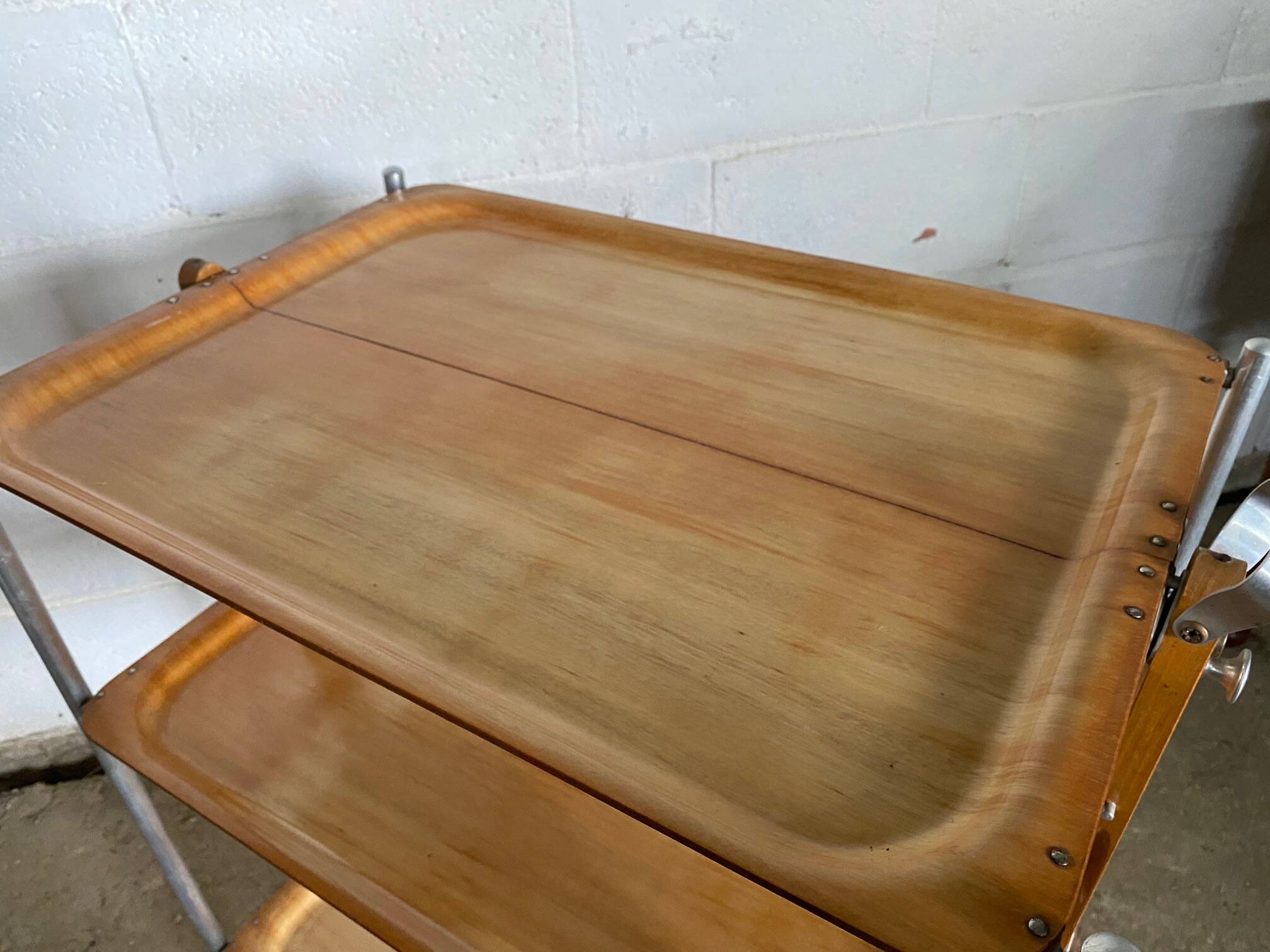 Vintage 1960s folding bar trolley on wheels