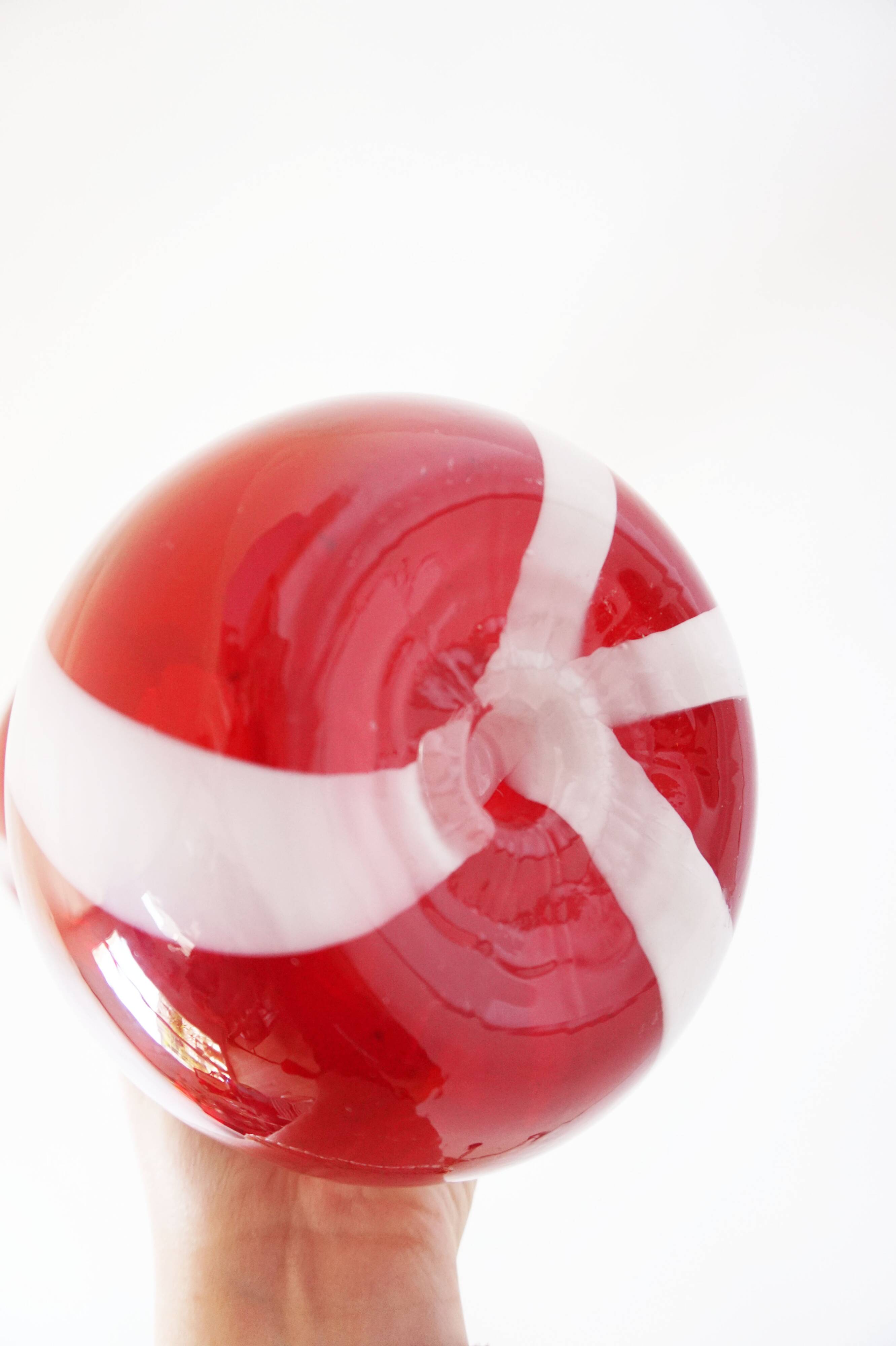 Italian carafe, blown glass, red Empoli.