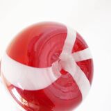 Italian carafe, blown glass, red Empoli.