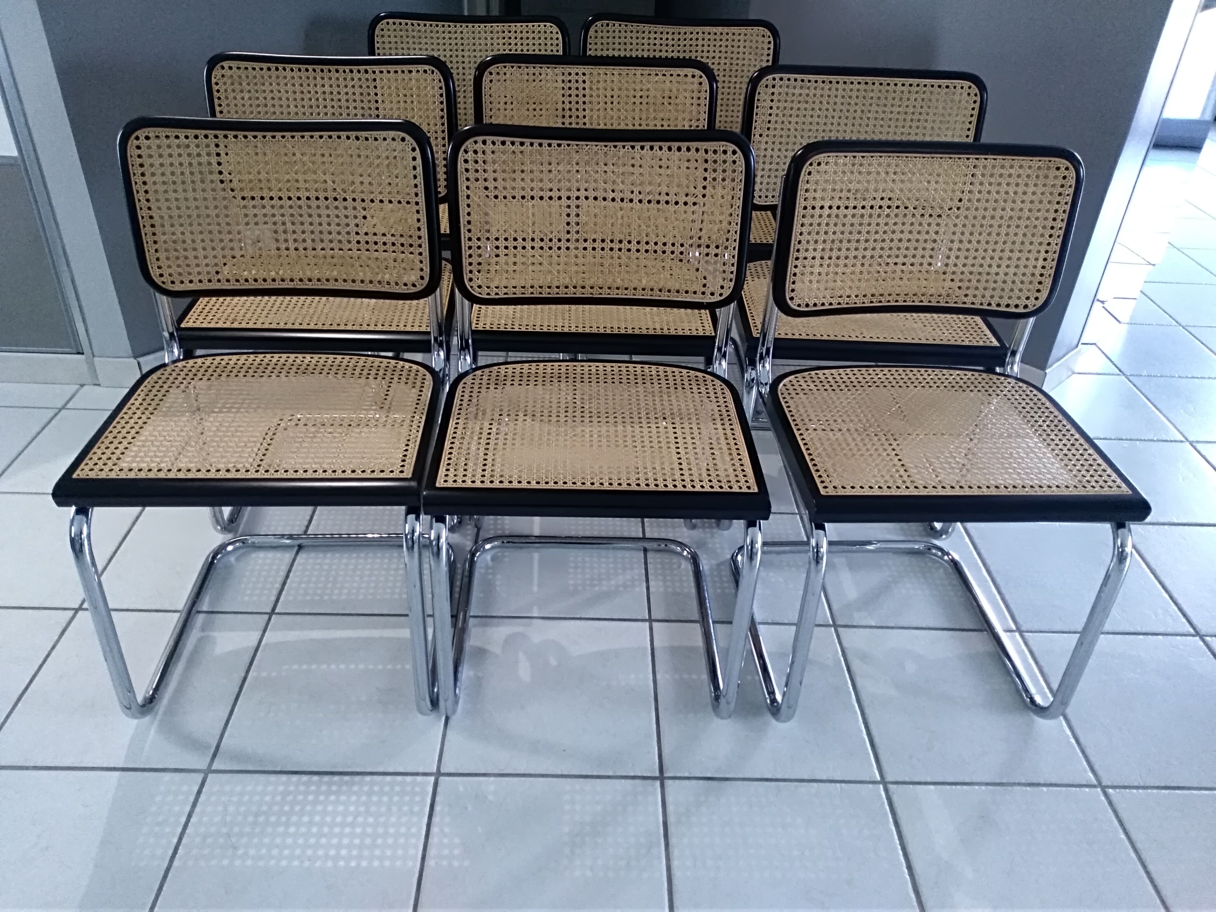 Suite of 8 chairs Cesca B32 by Marcel Breuer vintage 04/92