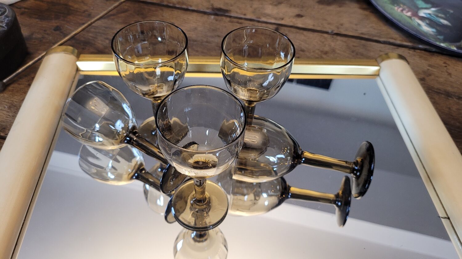 60's smoked port glass