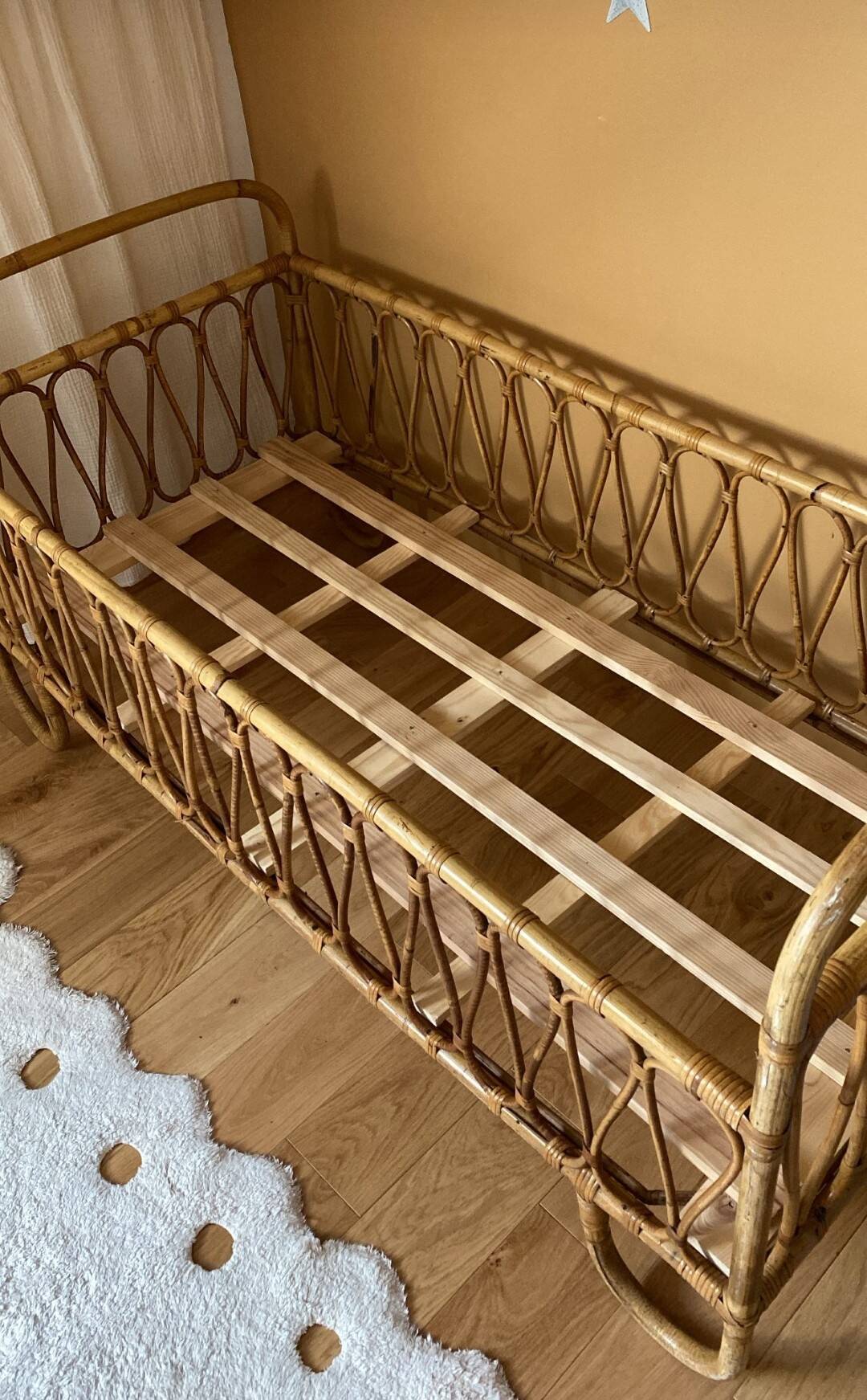 Rattan baby cot + custom bamboo mattress