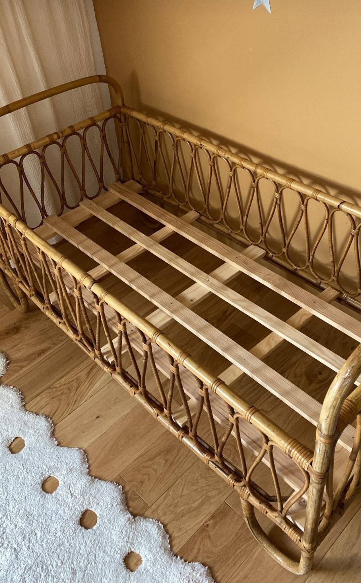 Rattan baby cot + custom bamboo mattress