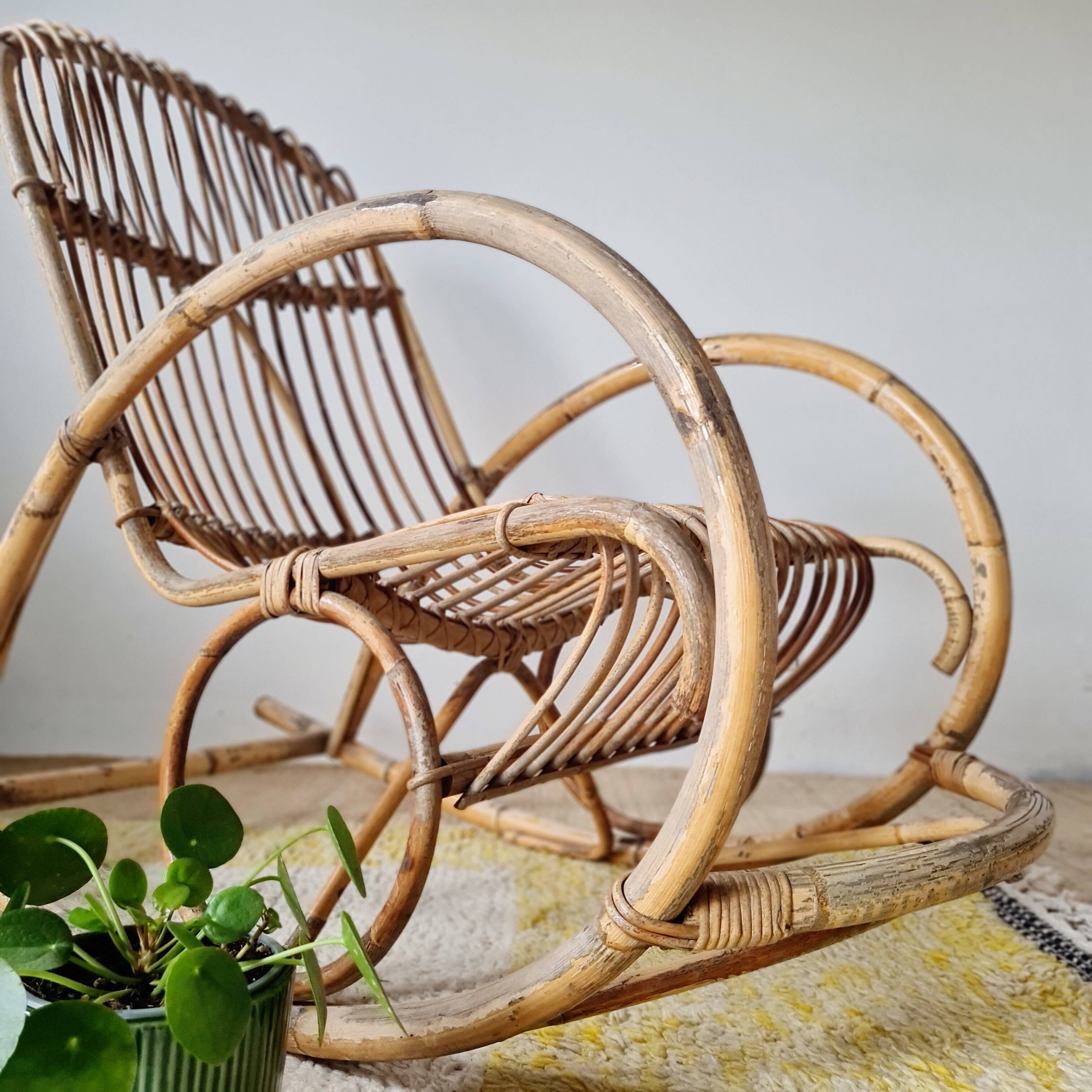 Antique rattan rocking chair