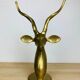 XXL vintage brass antelope head sculpture